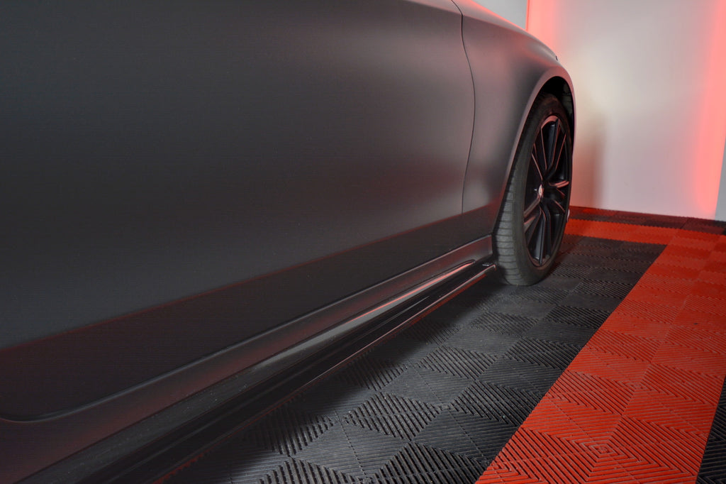 Maxton Design Seitenschweller Ansatz passend für MERCEDES- BENZ C-KLASSE W205 COUPE AMG-LINE schwarz Hochglanz