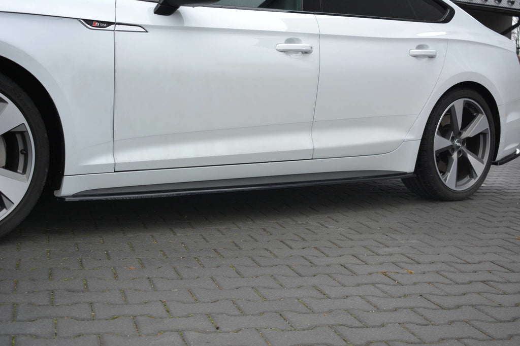 Maxton Design Seitenschweller Ansatz passend für Audi S5 / A5 S-Line F5 Sportback  schwarz Hochglanz