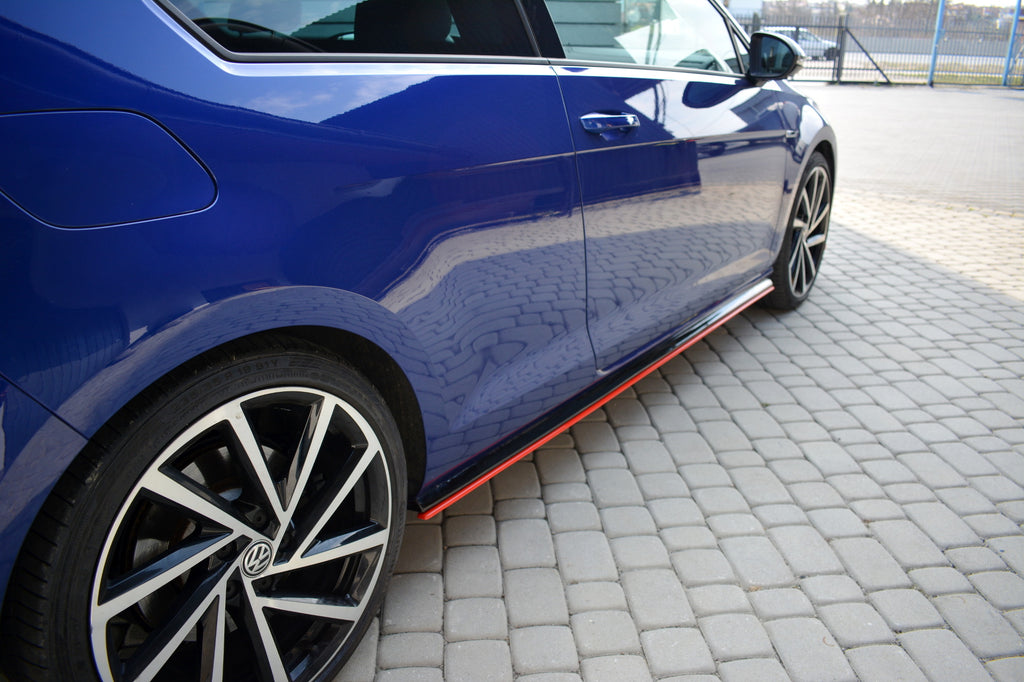 Maxton Design Seitenschweller Ansatz passend für V.2 VW GOLF 7 R FACELIFT schwarz Hochglanz