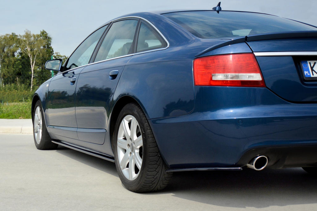 Maxton Design Seitenschweller Ansatz passend für AUDI A6 C6 S-LINE (vor Facelift/FACELIFT) schwarz Hochglanz