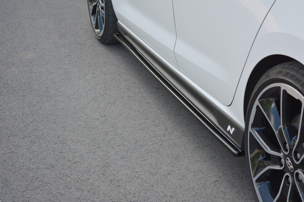Maxton Design Seitenschweller Ansatz passend für V.1 Hyundai I30 N Mk3 Hatchback / Fastback schwarz Hochglanz