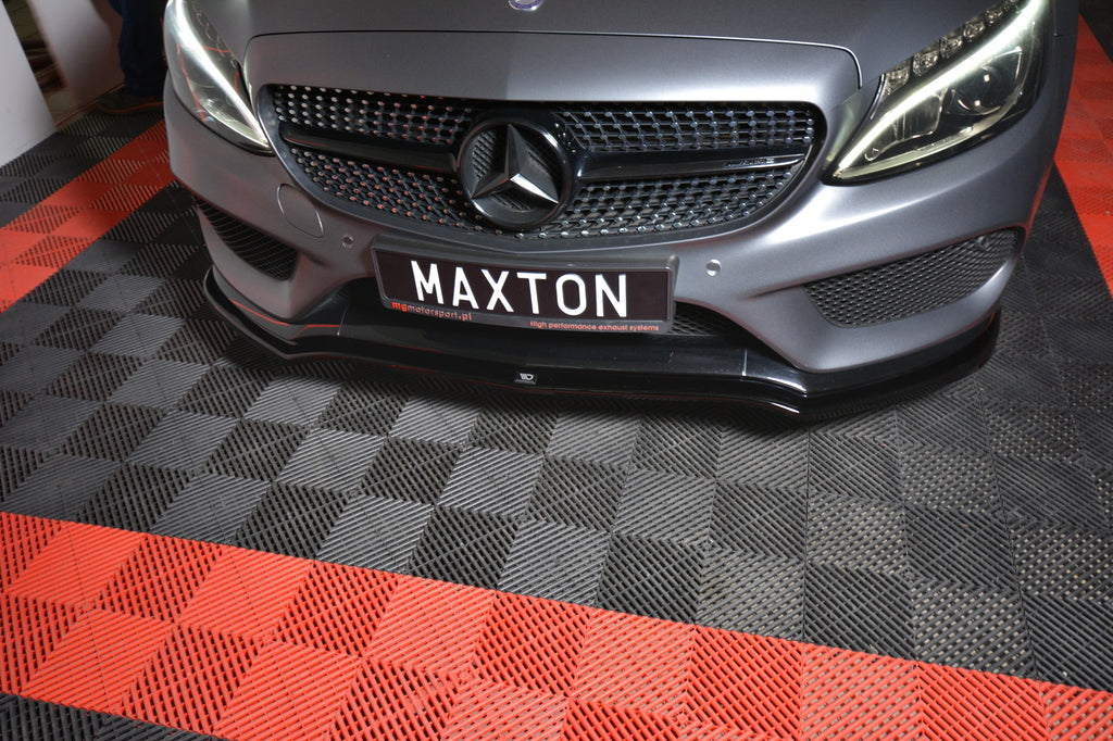 Maxton Design Front Ansatz passend für V.1 MERCEDES- BENZ C-KLASSE W205 COUPE AMG-LINE schwarz Hochglanz