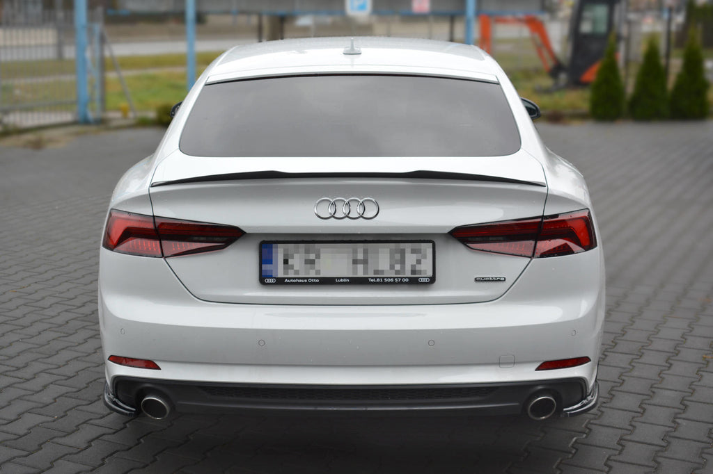 Maxton Design Spoiler CAP passend für Audi A5 S-Line F5 Sportback schwarz Hochglanz