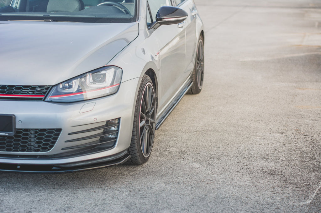 Maxton Design Seitenschweller Ansatz passend für V.2 VW Golf 7 GTI (verengen) schwarz Hochglanz
