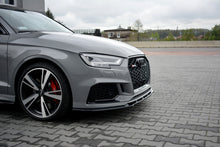 Laden Sie das Bild in den Galerie-Viewer, Maxton Design Front Ansatz passend für V.1 Audi RS3 8V FL Limousine schwarz Hochglanz