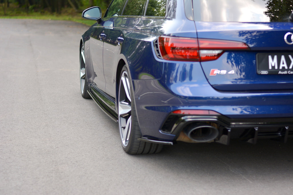 Maxton Design Seitenschweller Ansatz passend für Audi RS4 B9  schwarz Hochglanz