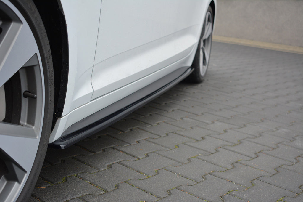 Maxton Design Seitenschweller Ansatz passend für Audi S5 / A5 S-Line F5 Sportback  schwarz Hochglanz