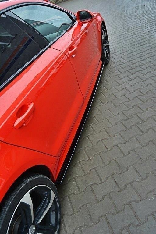 Maxton Design Seitenschweller Ansatz passend für Audi S7 / A7 S-Line C7 FL schwarz Hochglanz