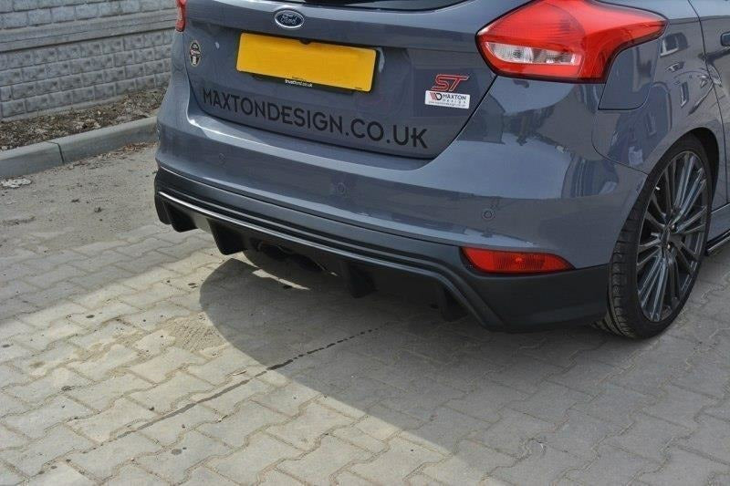 Maxton Design Diffusor Heck Ansatz passend für Ford Focus ST Mk3 FL (RS-Look) schwarz Hochglanz