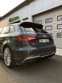 Maxton Design Heck Ansatz Flaps Diffusor passend für AUDI S3 8V FACELIFT schwarz Hochglanz