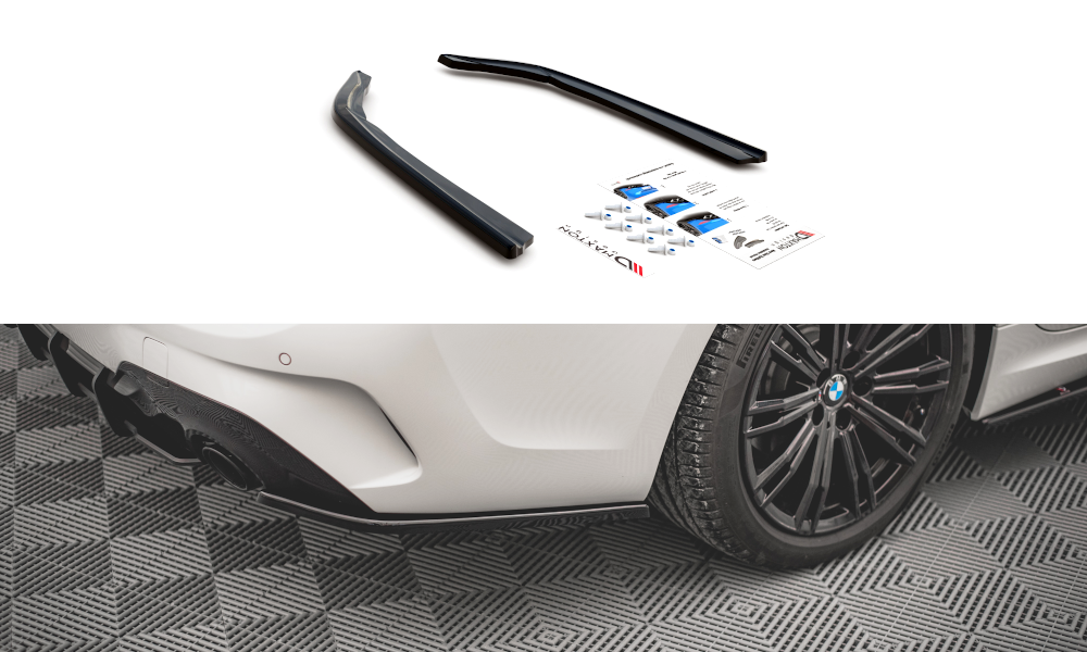Maxton Design Heck Ansatz Flaps Diffusor V.2 für BMW 3er G20 / G21 M-Paket schwarz Hochglanz