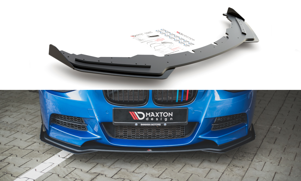 Maxton Design Robuste Racing Front Ansatz für passend +Flaps für BMW M135i F20 schwarz Hochglanz