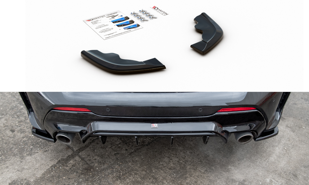Maxton Design Heck Ansatz Flaps Diffusor passend für V.3 BMW 1er F40 M-Paket/ M135i schwarz Hochglanz