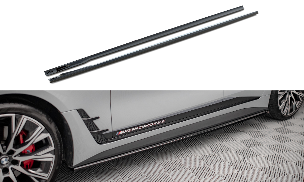 Maxton Design Seitenschweller Ansatz für V.1 für BMW 4er Gran Coupe M-Paket G26 schwarz Hochglanz
