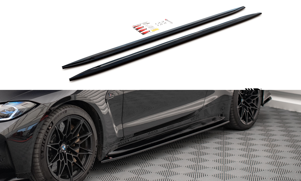 Maxton Design Seitenschweller Ansatz für V.2 für BMW M4 G82 schwarz Hochglanz