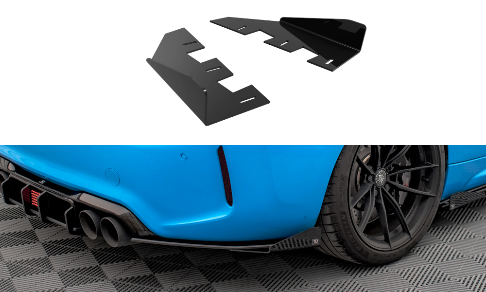 Maxton Design Hintere Seiten Flaps für BMW M2 F87 schwarz Hochglanz