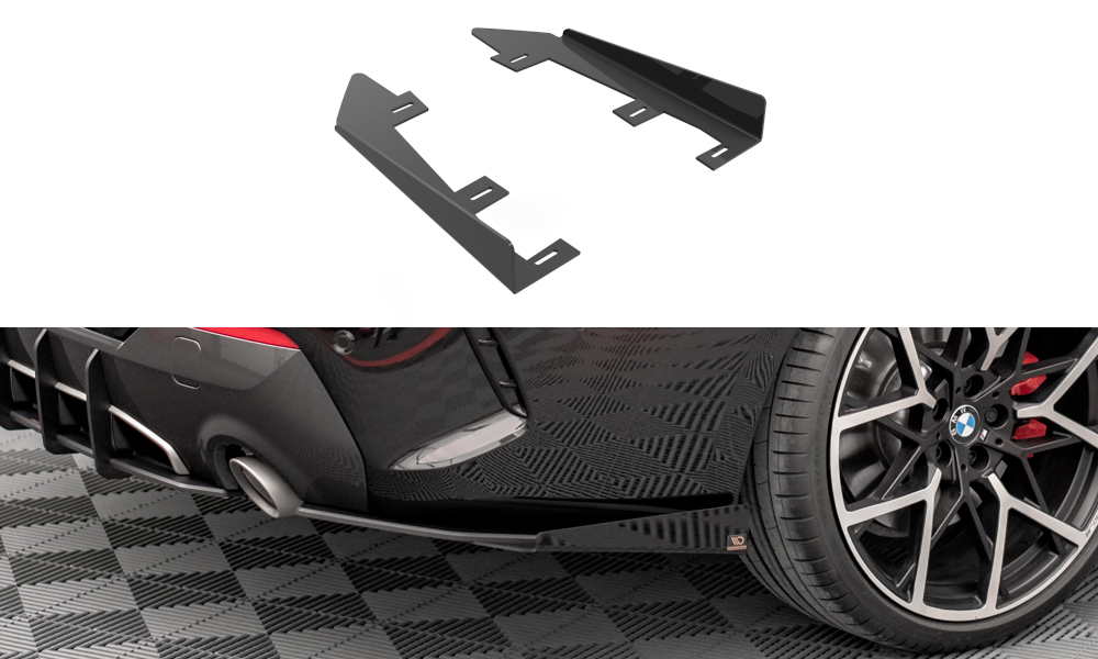 Maxton Design Hintere Seiten Flaps für BMW 4er M-Paket G22 schwarz Hochglanz