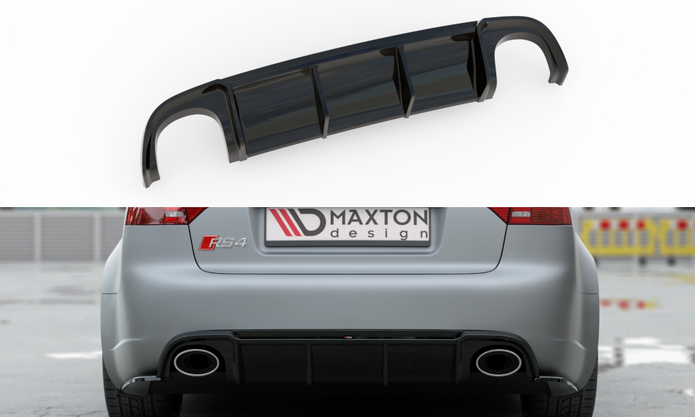Maxton Design Diffusor Heck Ansatz passend für Audi RS4 B7 schwarz Hochglanz