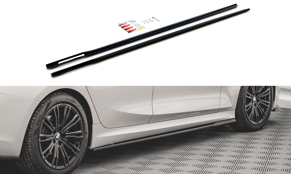 Maxton Design Seitenschweller Ansatz für V.2 für BMW 3er G20 / G21 M-Paket schwarz Hochglanz