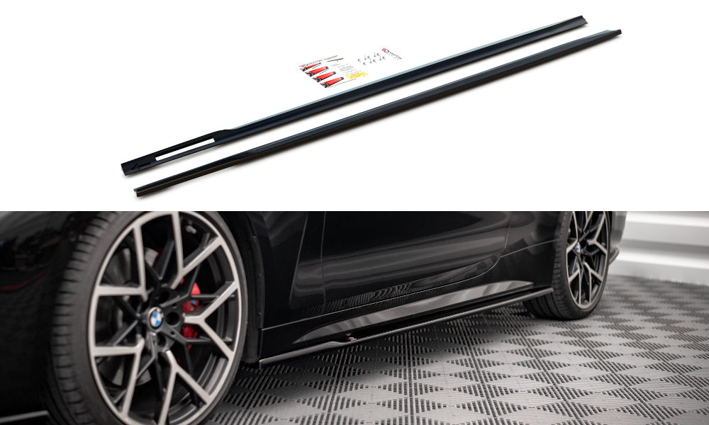 Maxton Design Seitenschweller Ansatz für V.1 für BMW 4er M-Paket G22 schwarz Hochglanz