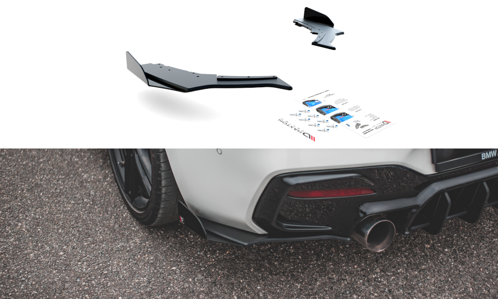 Maxton Design Robuste Racing Heck Ansatz Flaps Diffusor V.3 +Flaps für BMW 1er M140i  schwarz Hochglanz
