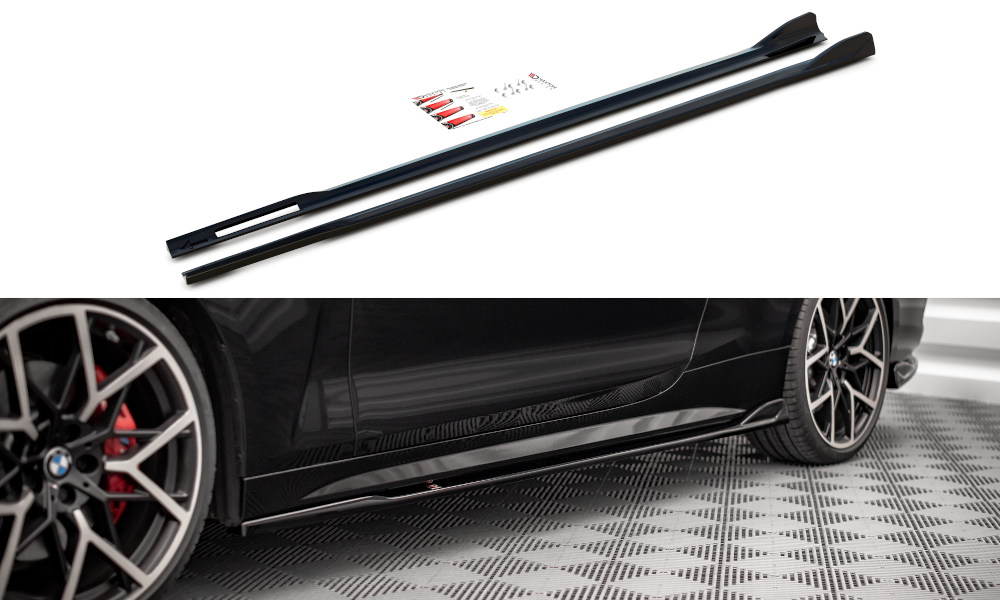 Maxton Design Seitenschweller Ansatz für V.2 für BMW 4er M-Paket G22 schwarz Hochglanz