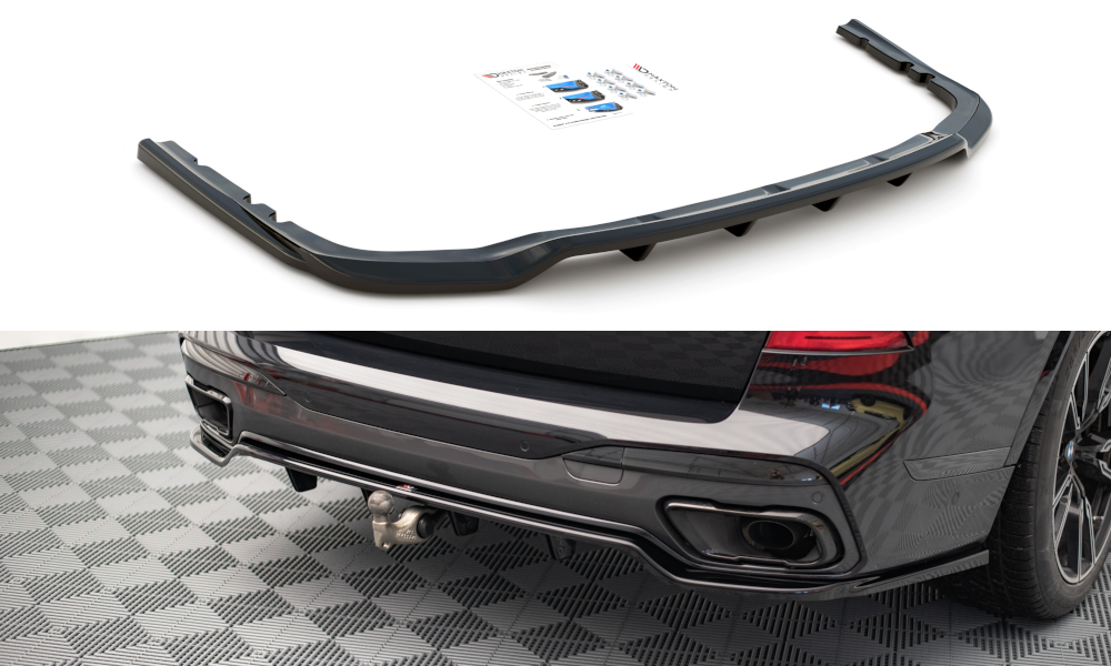 Maxton Design Mittlerer Diffusor Heck Ansatz DTM Look für BMW X7 M G07 schwarz Hochglanz