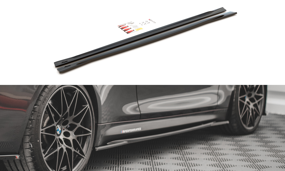 Maxton Design Seitenschweller Ansatz für V.2 für BMW M4 F82 schwarz Hochglanz