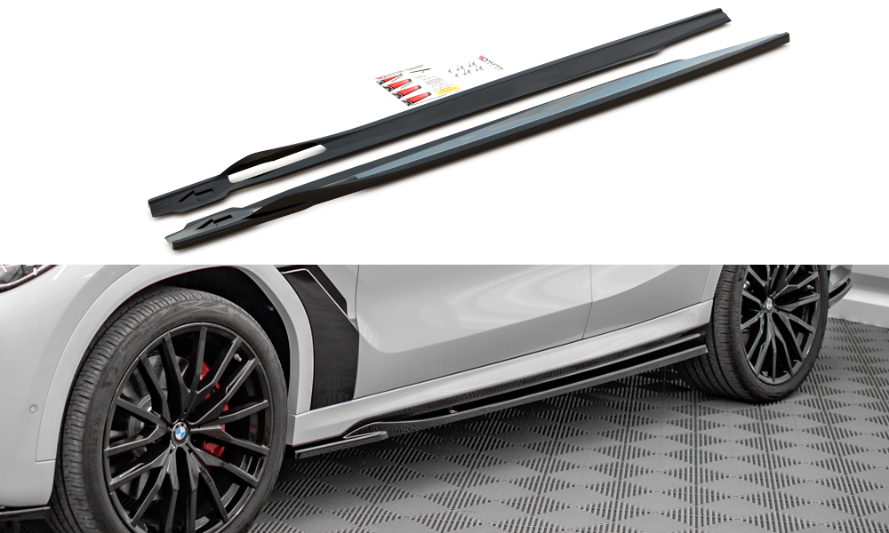 Maxton Design Seitenschweller Ansatz für BMW X6 M F96 / X6 M-Paket G06 schwarz Hochglanz