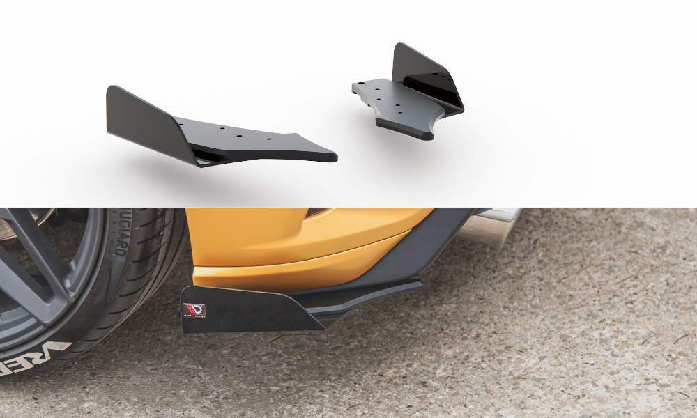 Maxton Design Robuster Racing Heck Ansatz Flaps Diffusor passend für + Flaps passend für Ford Focus ST Mk4 schwarz Hochglanz