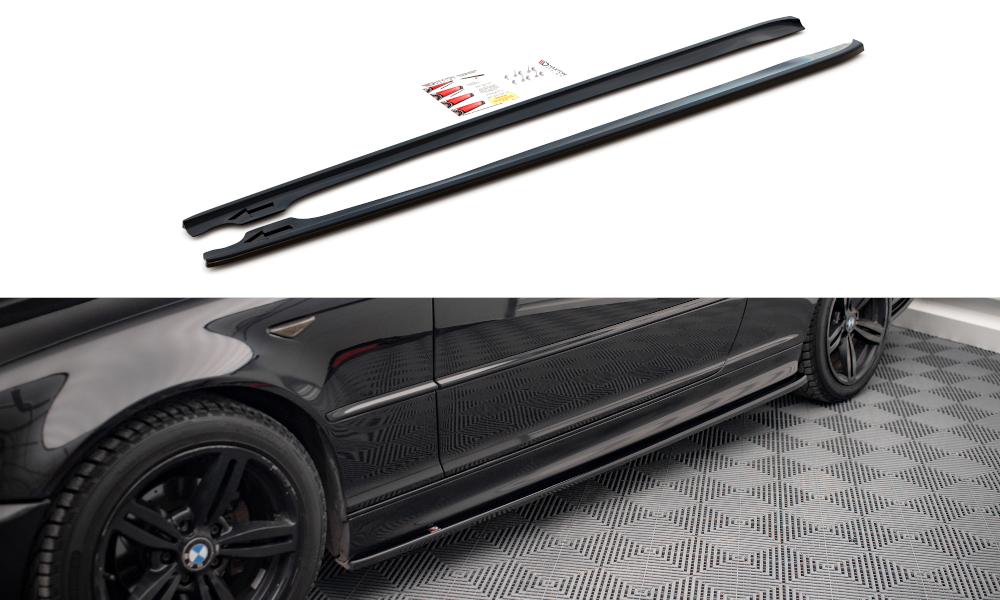 Maxton Design Seitenschweller Ansatz für V.2 für BMW 3er Coupe M-Paket E46 schwarz Hochglanz