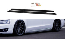 Laden Sie das Bild in den Galerie-Viewer, Maxton Design Seitenschweller Ansatz passend für Audi A8 D4 schwarz Hochglanz