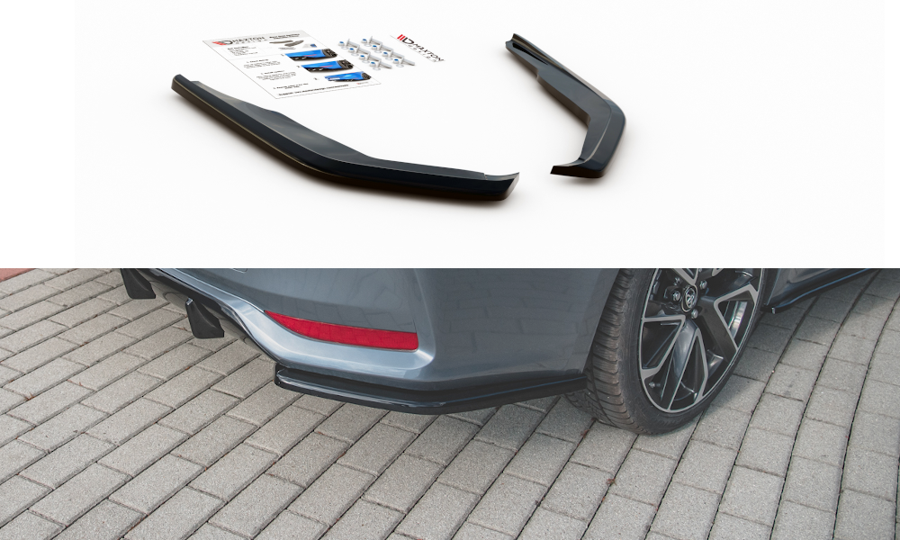 Maxton Design Heck Ansatz Flaps Diffusor passend für Toyota Corolla XII Limousine schwarz Hochglanz