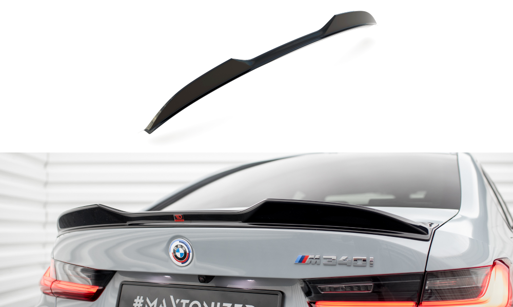 Maxton Design Spoiler CAP für 3D BMW 3er M340i / M-Paket Limousine G20 Facelift schwarz Hochglanz
