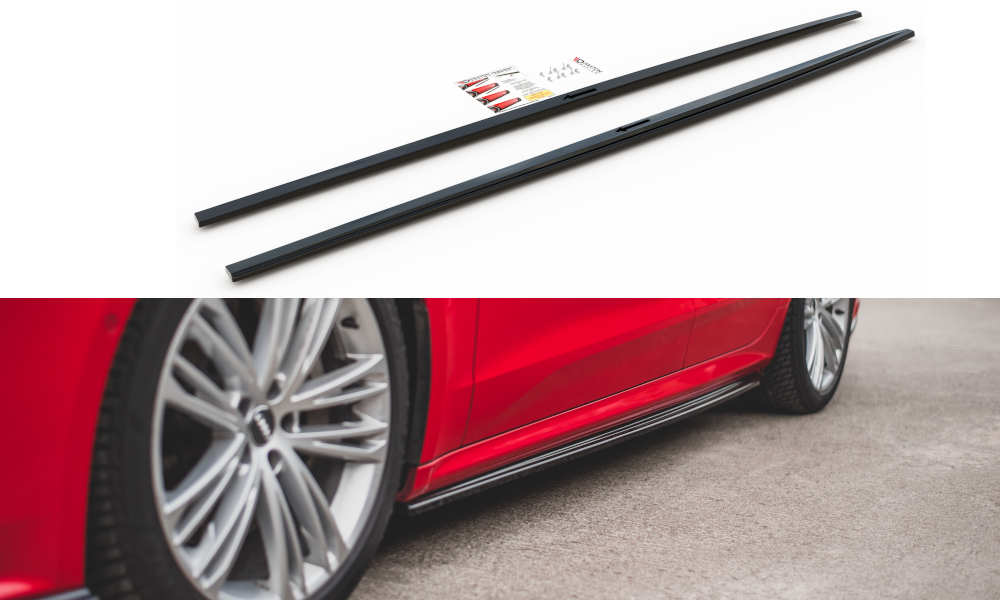 Maxton Design Seitenschweller Ansatz passend für Audi A7 C8 S-Line schwarz Hochglanz