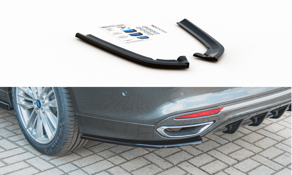 Maxton Design Heck Ansatz Flaps Diffusor passend für passend für Ford Mondeo Vignale Mk5 Facelift schwarz Hochglanz