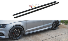 Laden Sie das Bild in den Galerie-Viewer, Maxton Design Seitenschweller Ansatz passend für V.2 Audi S3 / A3 S-Line Limousine 8V Facelift schwarz Hochglanz