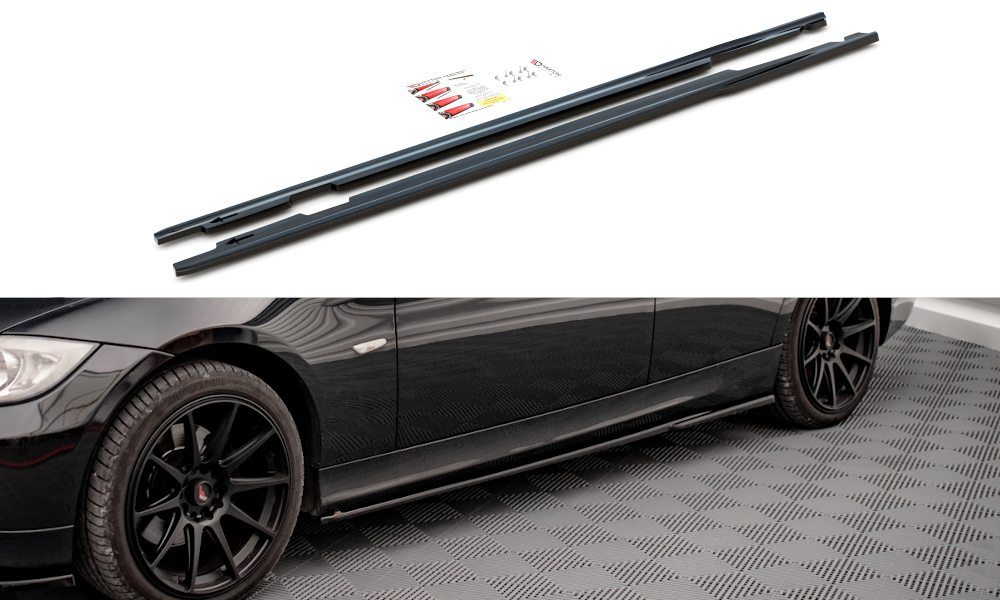 Maxton Design Seitenschweller Ansatz für BMW 3er E90 schwarz Hochglanz