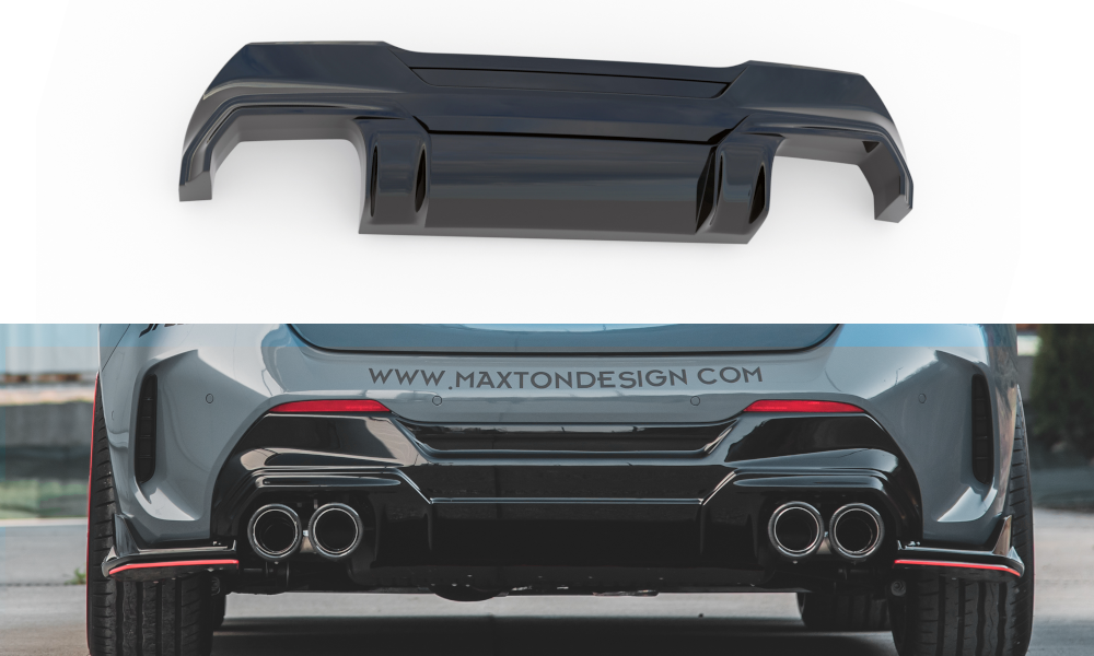 Maxton Design Diffusor Heck Ansatz passend für V.2 BMW 1er F40 M-Paket/ M135i schwarz Hochglanz