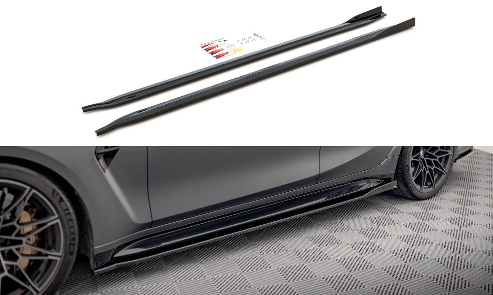 Maxton Design Seitenschweller Ansatz für V.2 für BMW M3 G80 schwarz Hochglanz