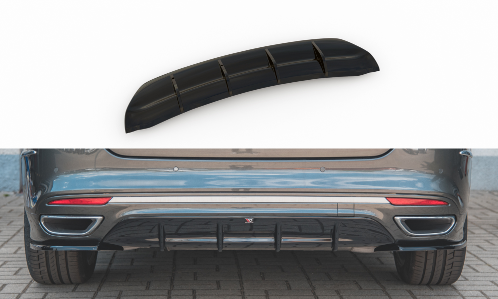 Maxton Design Diffusor Heck Ansatz passend für Ford Mondeo Vignale Mk5 Facelift schwarz Hochglanz