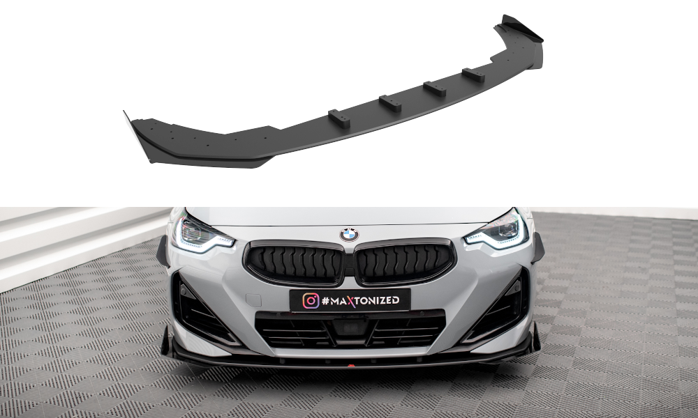 Maxton Design Street Pro Front Ansatz für +Flaps für + Flaps BMW 2 Coupe M-Paket / M240i G42 schwarz Hochglanz