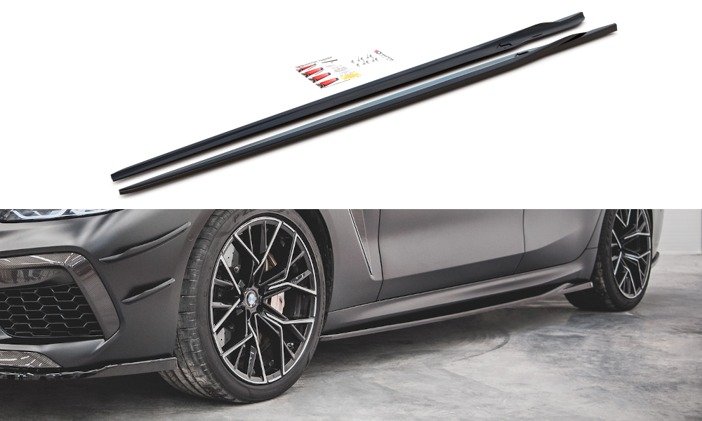 Maxton Design Seitenschweller Ansatz für V.2 für BMW M8 Gran Coupe F93 / 8 Gran Coupe M-Paket G16 schwarz Hochglanz
