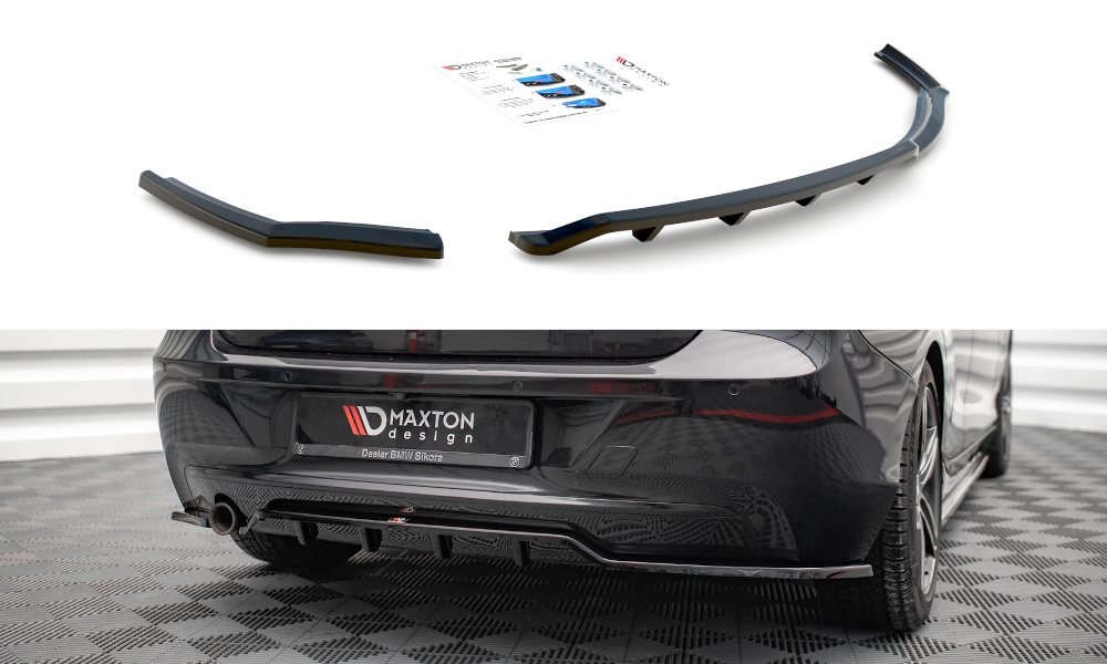 Maxton Design Mittlerer Diffusor Heck Ansatz DTM Look für BMW 1er F20 schwarz Hochglanz