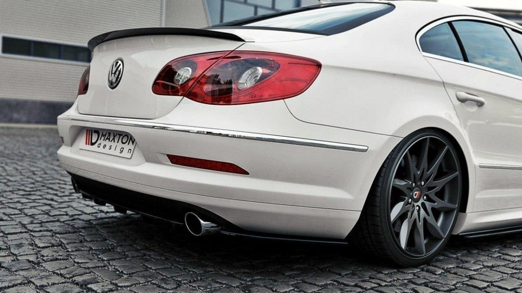 Maxton Design Heck Ansatz Flaps Diffusor passend für VW Passat CC R36 RLINE (vor Facelift) schwarz Hochglanz