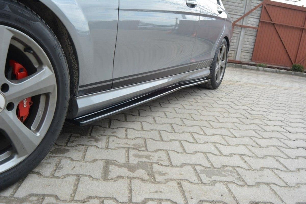 Maxton Design Seitenschweller Ansatz passend für Mercedes C W204 AMG-Line (vor Facelift) schwarz Hochglanz