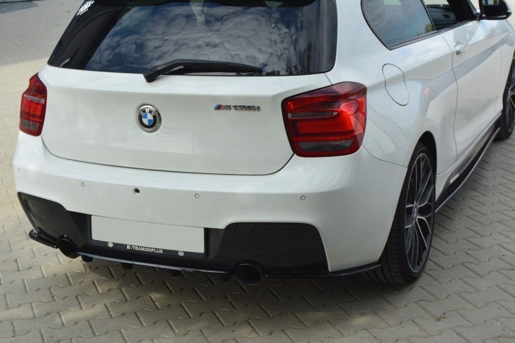 Maxton Design Mittlerer Diffusor Heck Ansatz passend für BMW 1er F20/F21 M-Power im DTM LOOK schwarz Hochglanz