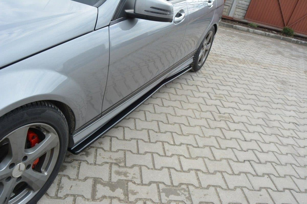 Maxton Design Seitenschweller Ansatz passend für Mercedes C W204 AMG-Line (vor Facelift) schwarz Hochglanz