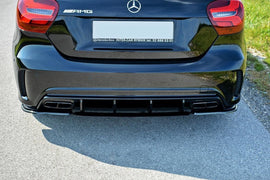 Maxton Design Heck Ansatz Flaps Diffusor passend für Mercedes A W176 AMG Facelift schwarz Hochglanz