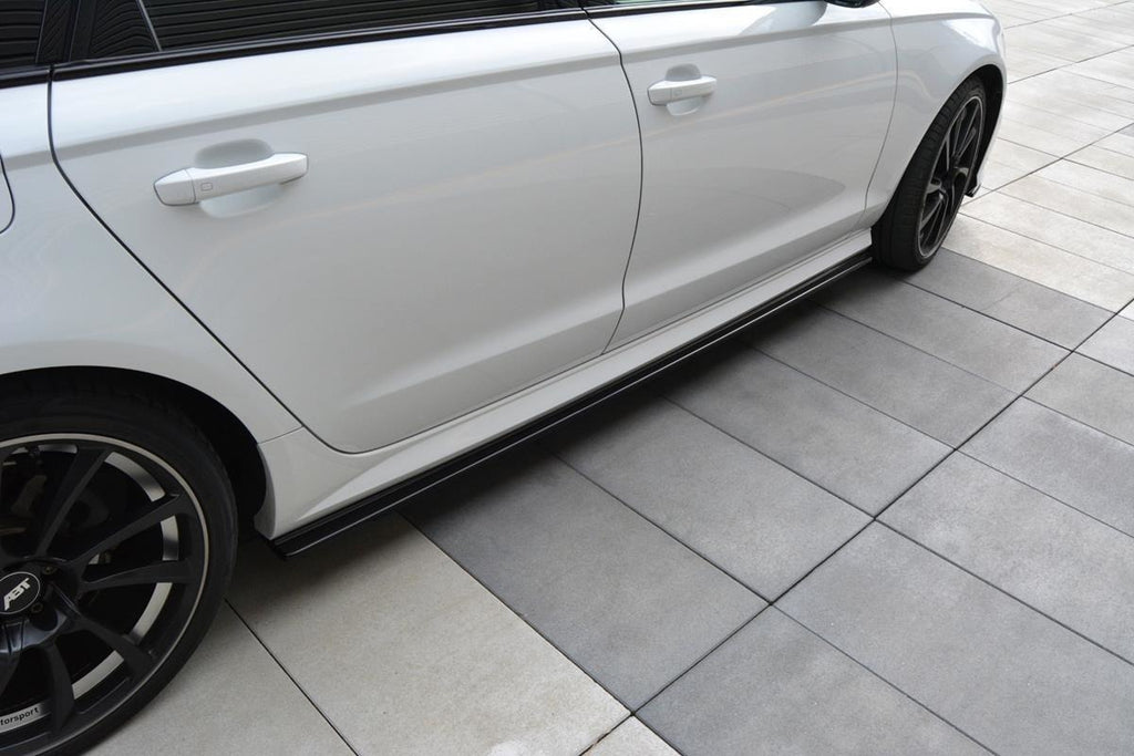 Maxton Design Seitenschweller Ansatz passend für Audi A6 C7 S-line/ S6 C7 Facelift schwarz Hochglanz